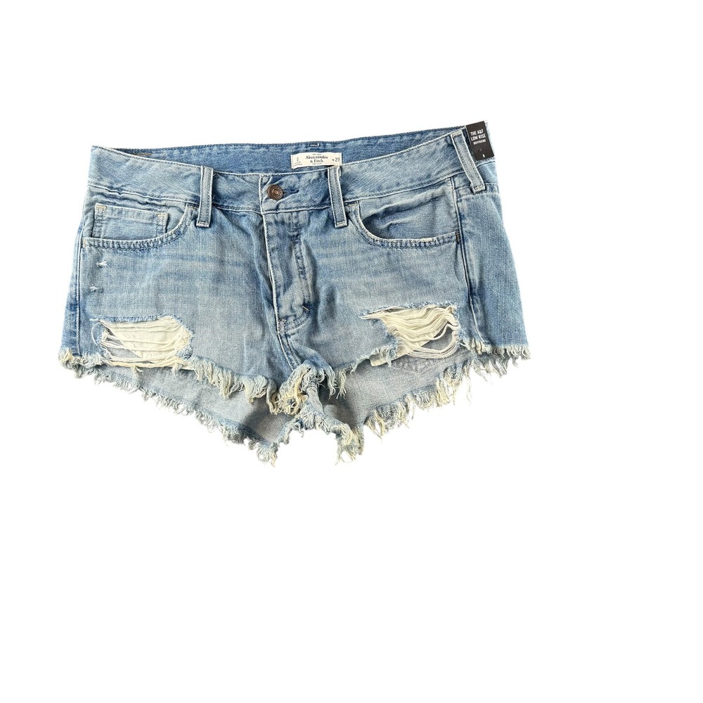 Abercrombie & Fitch Low Rise Boyfriend Denim Shorts Light Wash Distressed Size 8